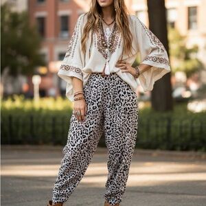 Vero Moda Black and White Leopard Print Joggers